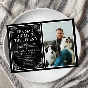 Invitation Man Myth Legend Black 50th Birthday Photo