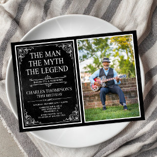 Invitation Man Myth Legend Black Surprise 75th Birthday Photo