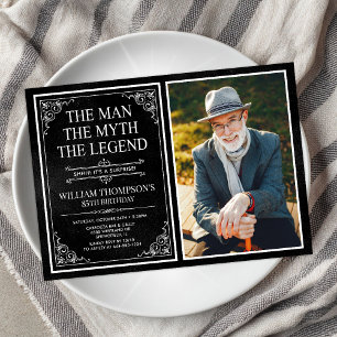 Invitation Man Myth Legend Black Surprise 85th Birthday Photo
