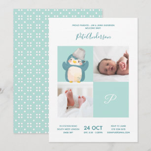 Invitation Manchot • Monogramme Alphabetique Cadeau Baby Show