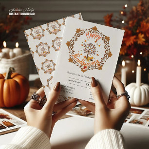 Invitation Mandala d'arbre d'automne Feuillage d'automne et T