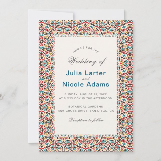 Invitation Mandala de mariage géométrique en treillis marocai (Devant)