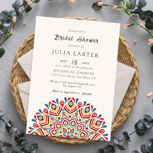 Invitation Mandala de mariage rustique en terre cuite brûlée