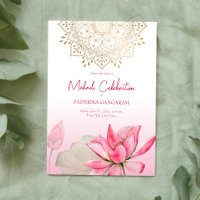 Mandala d'or de lotus rose mariage indien