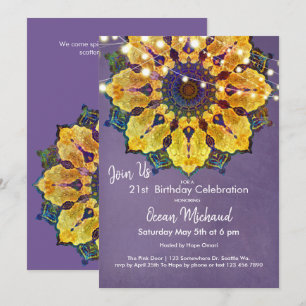 Invitation Mandala doré Mandala de méditation moderne, Viol