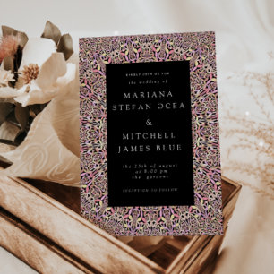 Invitation Mandala Géométrique Romantique Rose tendre Noir