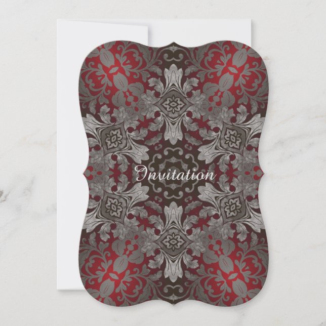 Invitation mandala gothique de renaissance métallique rouge e (Devant)