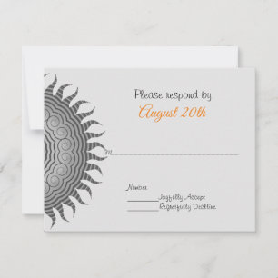Invitation Mandala gris sur RSVP de mariage noir