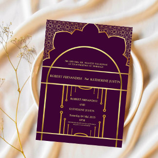 Invitation Mandala Mariage indien traditionnel violet
