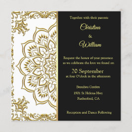 Invitation Mandala Or Et Mariage Noir