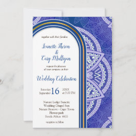 Invitation Mandalas en mélange bleu néerlandais et violet pâl