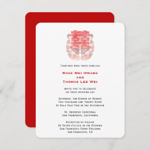 Invitation Mandarin Canards & Double Bonheur Mariage chinois