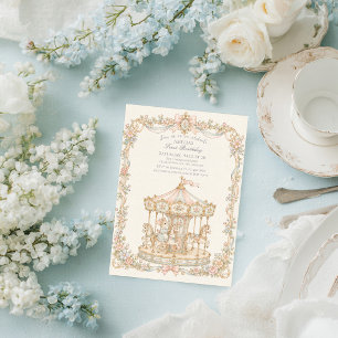 Invitation Manège de fête foraine fantaisiste pour anniversai