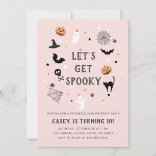 Invitation Mange boire effrayant anniversaire Halloween rose