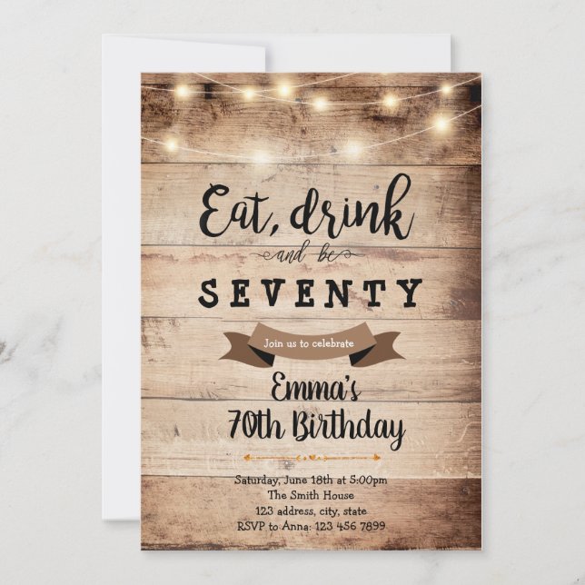 Invitation Mange boire et être joyeux anniversaire adulte (Devant)