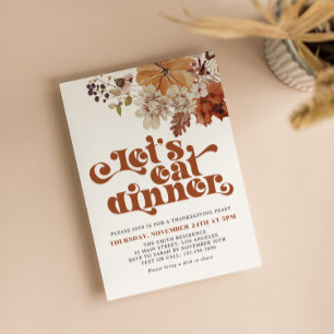 Invitation Mangeons la typographie rétro Dîner d'action de gr