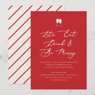 Invitation Mangeons un verre et soyons joyeux fêtes de Noël