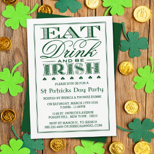 Invitation Manger, boire et être irlandais St. Patrick's Day 