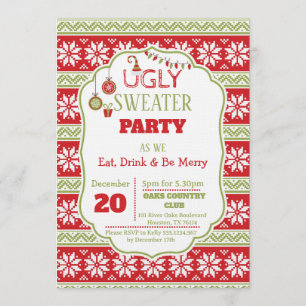 Invitation Manger, boire et être laid Sweater de Noël Party l