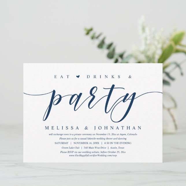 Invitation Manger, Boire et Faire la Fête, Dîner de Mariage I (Debout devant)