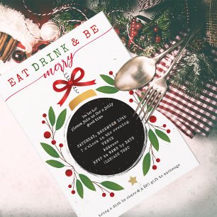 Invitation Manger, boire et joyeux Noël Potluck