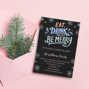 Invitation manger boire & être joyeux noël fête noir