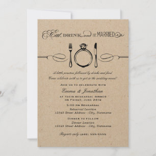 Invitation Manger, boire, être mariés Kraft Dîner de répétiti