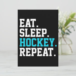 Invitation Manger Dormir Hockey Répéter -Amateurs de Hockey