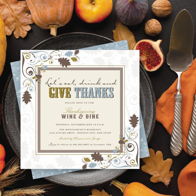 Invitation Mangez Boire & Donnez Merci Rustique Thanksgiving  (Créateur téléchargé)