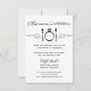 Invitation Mangez boire et être marié Noir Mariage Réception