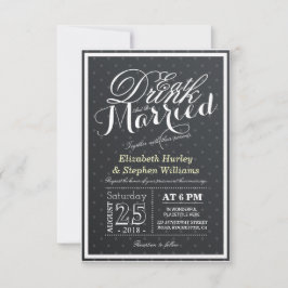 Invitation Mangez boire et être marié Pois noirs et blancs