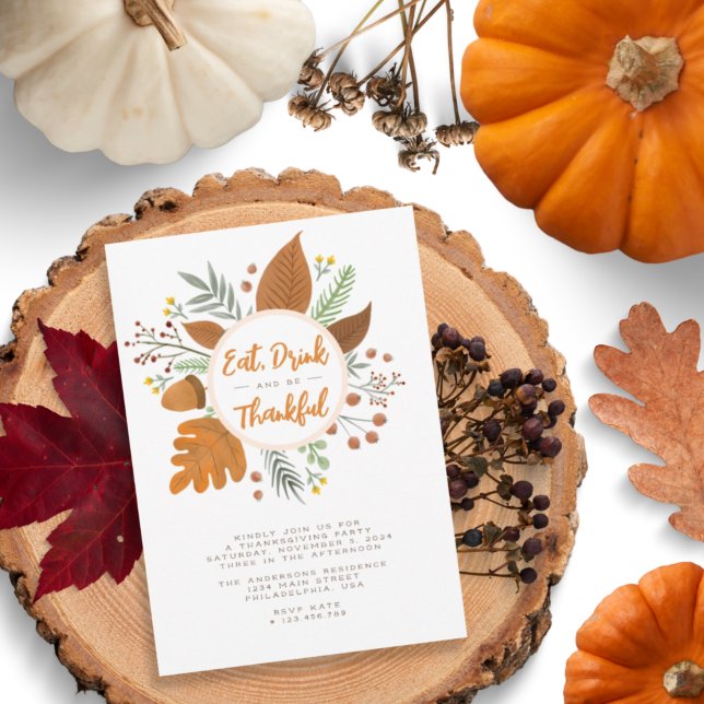 Invitation Mangez Boire et être Merci Thanksgiving Wreath Par (Créateur téléchargé)