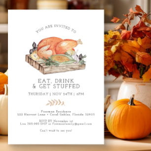 Invitation Mangez Boire et Obtenez Stuffé Thanksgiving modern