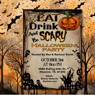 Invitation Mangez Boire Et Soyez Effrayant Adulte Halloween I
