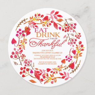 Invitation Mangez Boire Et Soyez Heureux Dîner Thanksgiving