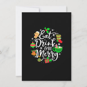 Invitation Mangez Boire et Soyez Joyeux Femme fille Noël L