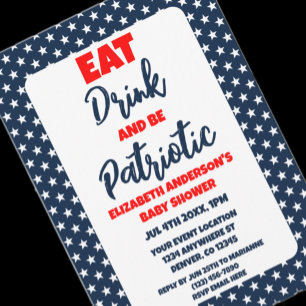 Invitation Mangez Boire Et Soyez Patriotique 4 juillet Baby s