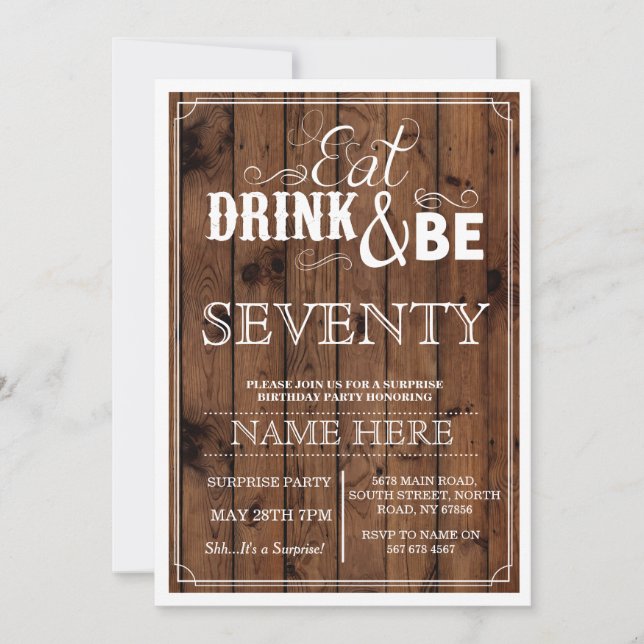 Invitation Mangez Boire & Être 70 ans ou n'importe quel âge I (Devant)