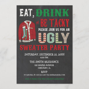 Invitation Mangez Boire être Tacky Doux moche fête de Noël