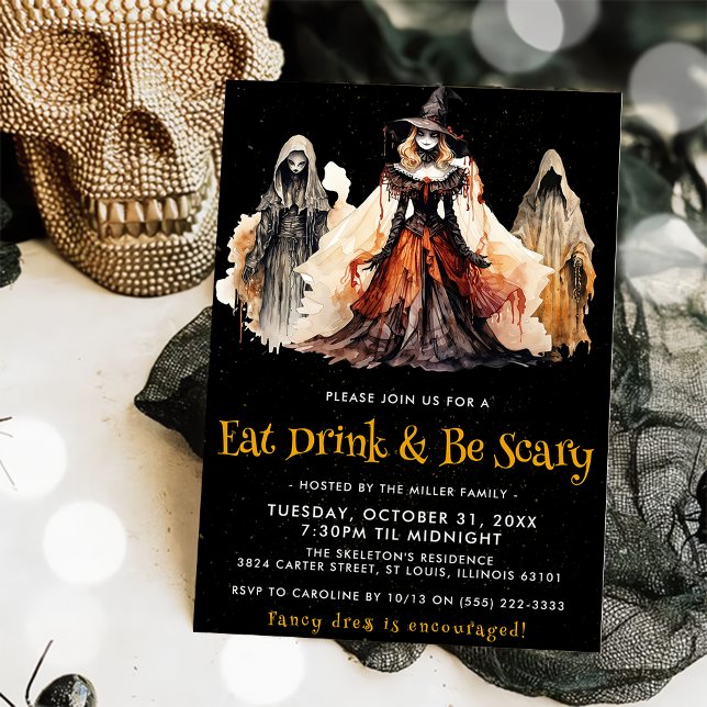 Invitation Mangez Boire & Soyez Effrayant Halloween Party (Créateur téléchargé)