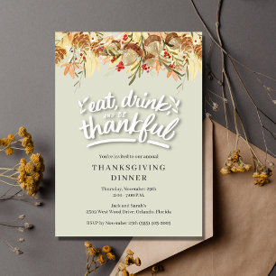Invitation Mangez Boire Soyez Heureux Thanksgiving