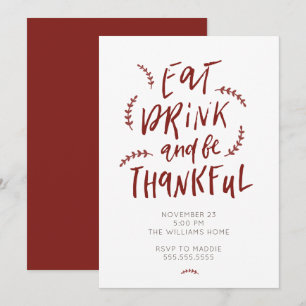 Invitation Mangez Boire Soyez Remercié Thanksgiving Ami