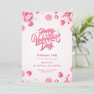 Invitation "Mangez, buvez et aimez" Valentine's Day Party Inv