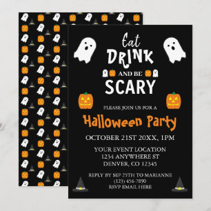 Invitation Mangez, buvez et soyez effrayant Halloween