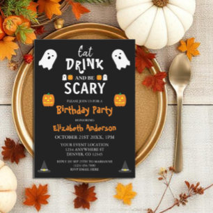 Invitation Mangez, buvez et soyez effrayants Halloween Annive