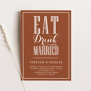 Invitation Mangez, buvez et soyez marié Mariage en terre cuit