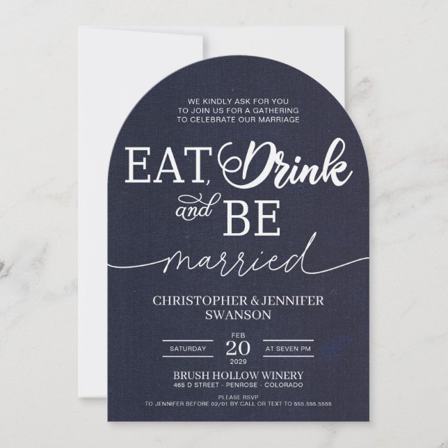 Invitation Mangez, buvez et soyez marié Mariage Fête (Devant)
