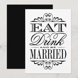 Invitation Mangez, buvez et soyez mariés - Panneau Mariage bl