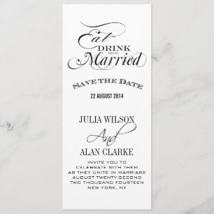 Invitation Mangez, buvez et soyez mariés Sauvegardez les cart