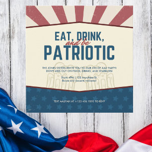 Invitation Mangez, buvez et soyez patriotiques